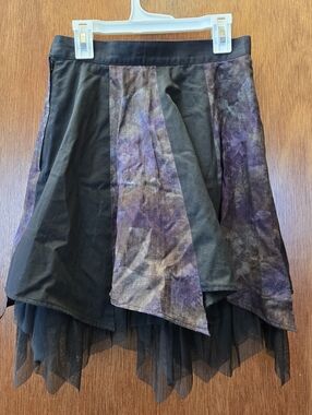 Peace Now Mini Skirt Black Floral Inset Medium Ballet A Line
